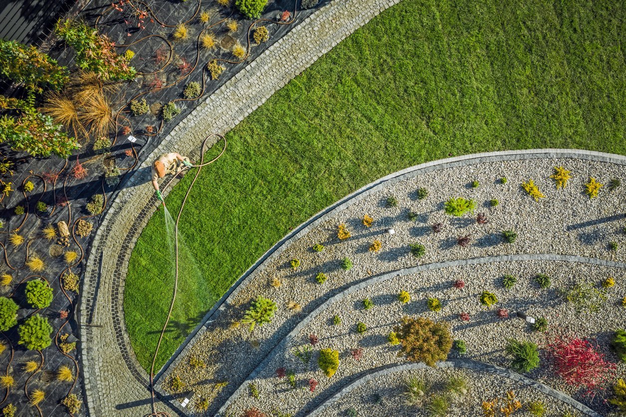 Newly seeded sloping ground beside a road